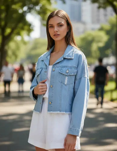 Campera De Jean Chaqueta Denim Nueva 2da Seleccion Celeste M Liso