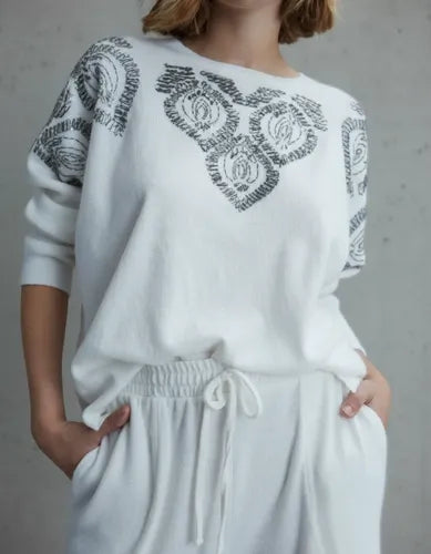 Sweater Tejido Importado Amplio Hasta Xxl Cod. 315 Oversize  Blanco Liso U