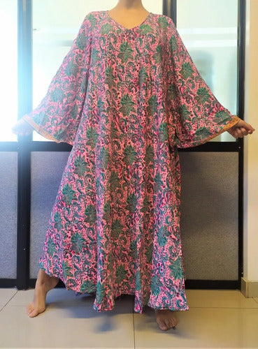 Vestido Largo Seda Hindu Importado Talle Grande Xxl
