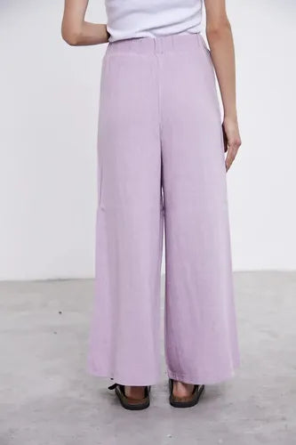 Pantalón  De Lino Culotte Palazzo