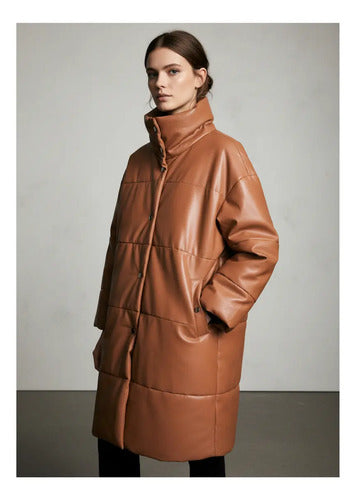 Tapado Campera Puffer Eco Cuero Talle Grande  Hasta 3xl