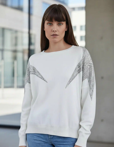 Sweater Tejido Estrella Importado Detalles Strass  Cod. 332 Rosa Único