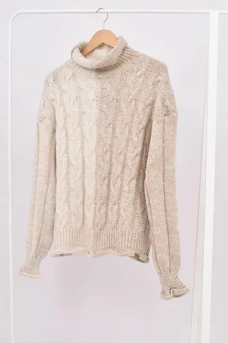 Sweater Tejido Polera Amplio Bicolor Oversize Xxl