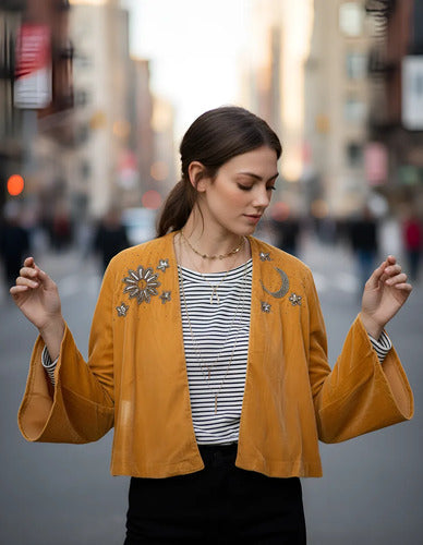 Chaqueta Saco Bordado Importado India Velvet Boho Oxford