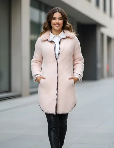 Saco Tapado Tejido Pelo De Mono + Piel Importado Extra Suave