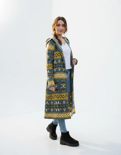 Saco Largo Tapado Tejido Importado Estilo Folk Boho