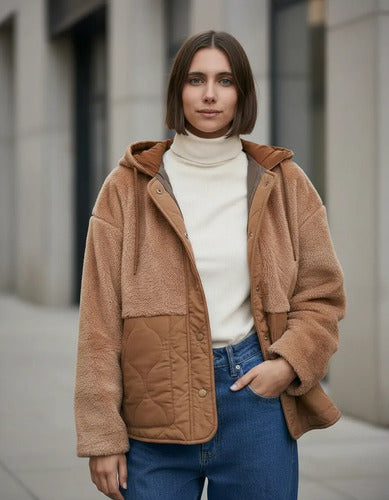 Campera De Peluche Y  Matelasse
