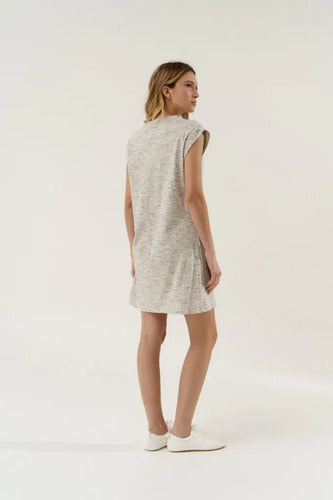 Vestido De Jersey Jaspeado Sin Mangas Con Escote Redondo Gris Claro Lisa Único