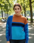 Sweater Pullover Cololes Tejido   Azul Geométrico Único