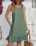 Vestido Solero De Simil Jean Verde Verde Liso S