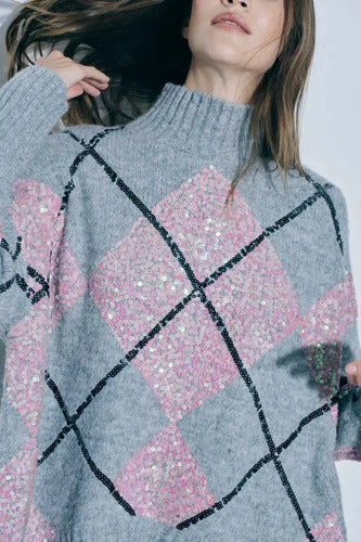 Sweater Tejido Con Lentejuelas  Modelo Grande (084) Xxl