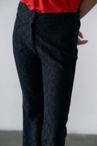 Pantalón Oxford Noche Fiesta Encaje Forrado Negro Encaje L