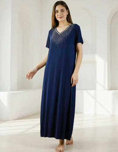 Vestido Modal Con Strass Importado Largo