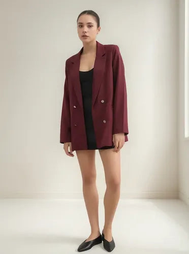 Saco Blazer Abierto Sastrero Con Botones Peltres Y Hombreras