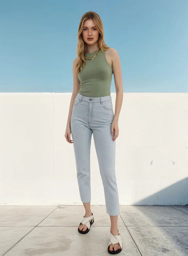 Jean Denim Pantalón Celeste Skinny Nuevo 2da Selección Celeste Liso 36