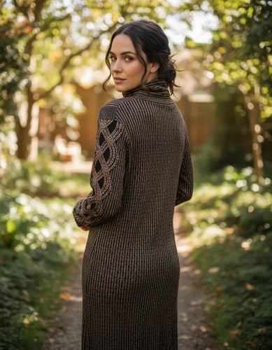 Vestido De Lanilla Estampado Marrón Estampado M
