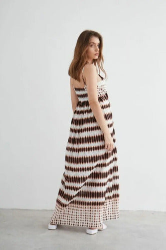 Vestido Solero Largo Importado Hippie Chic Nvo 2da Selección Marrón Claro Batik L