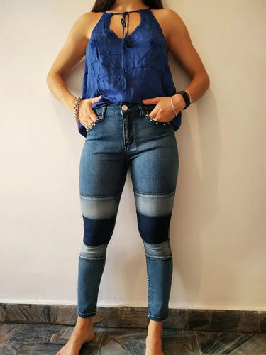 Jean Denim Chupín Importado Azul Liso 26