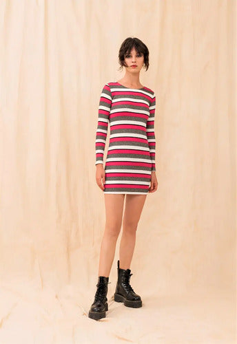 Vestido Corto Manga Larga Morley Lurex