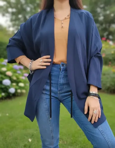 Saco Campera Casual Con Bolsillo Super Calidad Muy Amplia Azul Liso M