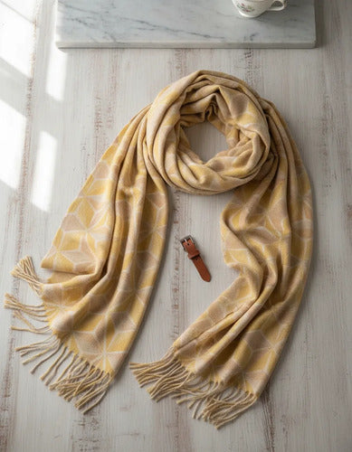 Pashmina Chalina Ruana Lanilla Rombos Importada