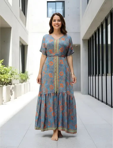 Vestido Largo Seda Hindú Estilo Vars