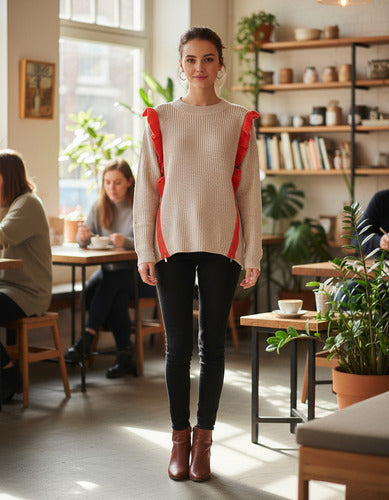 Sweater Con Volados Y Cierres