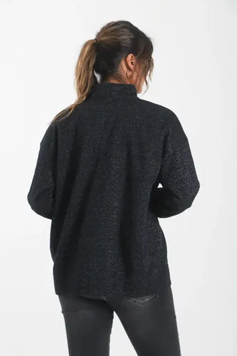 Buzo  Oversize Con Frisa Único Negro Lurex