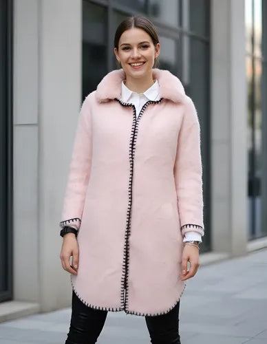 Saco Tapado Tejido Pelo De Mono + Piel Importado Extra Suave