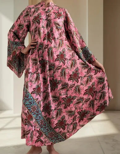 Vestido Mangas Oxford Importado Seda Hindú