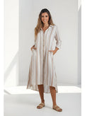 Vestido Largo Estilo Camisero Estampado Boho