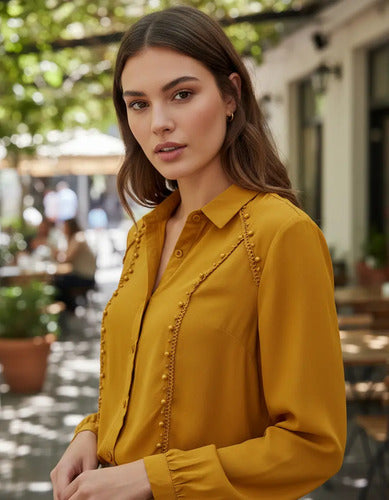 Camisa Importada Boho Perlas Y Puntillas (253)