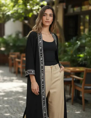 Kimono Bordado De India Modelo Amplio Xxl