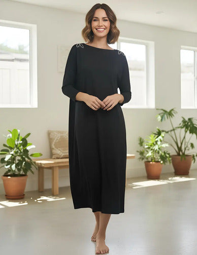 Vestido Modal Largo Detalle Hombros Calidad