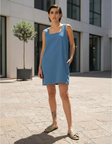 Vestido  Sin Mangas Jean  Camisero  Denim Celeste Lisa S