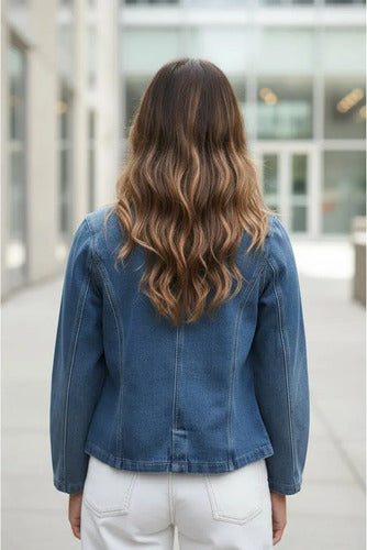 Saco De Jean Blazer Denim Importado  Azul 2 Xl Liso