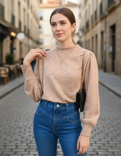 Buzo Básico De Lanilla U Beige