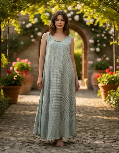 Vestido Solero Seda Hindu  Modelo Amplio