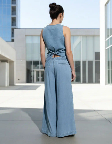 Pantalón Wide Leg Denim Camisero