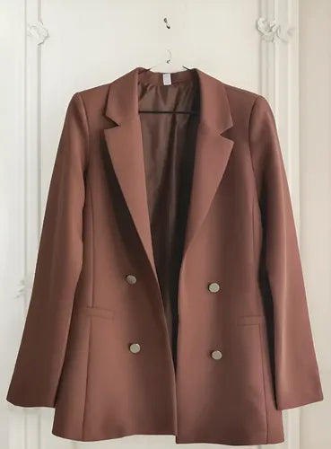 Saco Blazer Abierto Sastrero Con Botones Peltres Y Hombreras