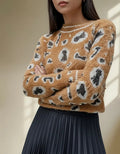 Sweater De Mujer Importado  Animal Print Pelo De Mono Marrón Animal Print Único
