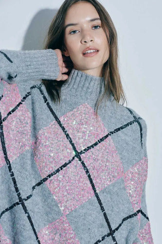 Sweater Tejido Con Lentejuelas  Modelo Grande (084) Xxl