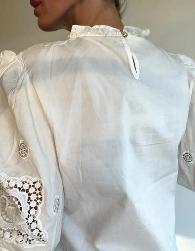 Blusa Camisa Guipur Calada Broderie