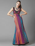 Vestido Largo Bordado Importado Boho Estilo Vars Negro Estampado L