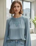 Camisa Importada Boho Perlas Y Puntillas (268) Negro L