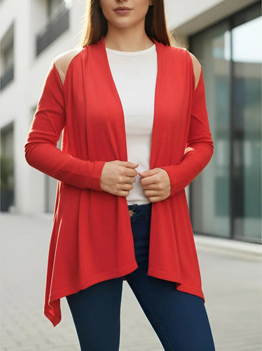 Saco Cárdigan Detalle En Hombro Talle S Ag Store Rojo Liso S