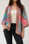 Saco Kimono Seda Hindu Multicolor Unico