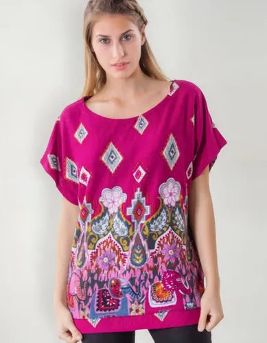Remera Blusa Importada Estampada Lanilla Mandalas