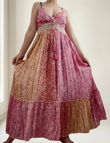 Vestido Sin Mangas Largo De India Con Lurex