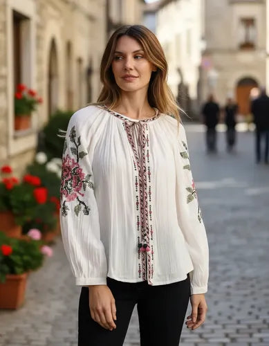 Saco Chaqueta Boho Importada Bordada Nueva De 2da Selección Crudo Bordado M